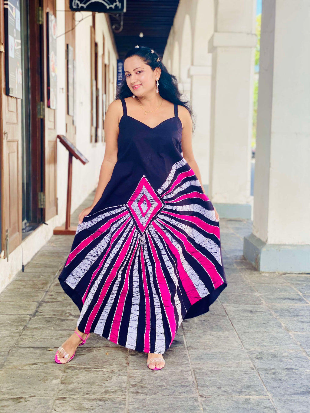 Summer Cotton Batik Sleeveless Long Dress