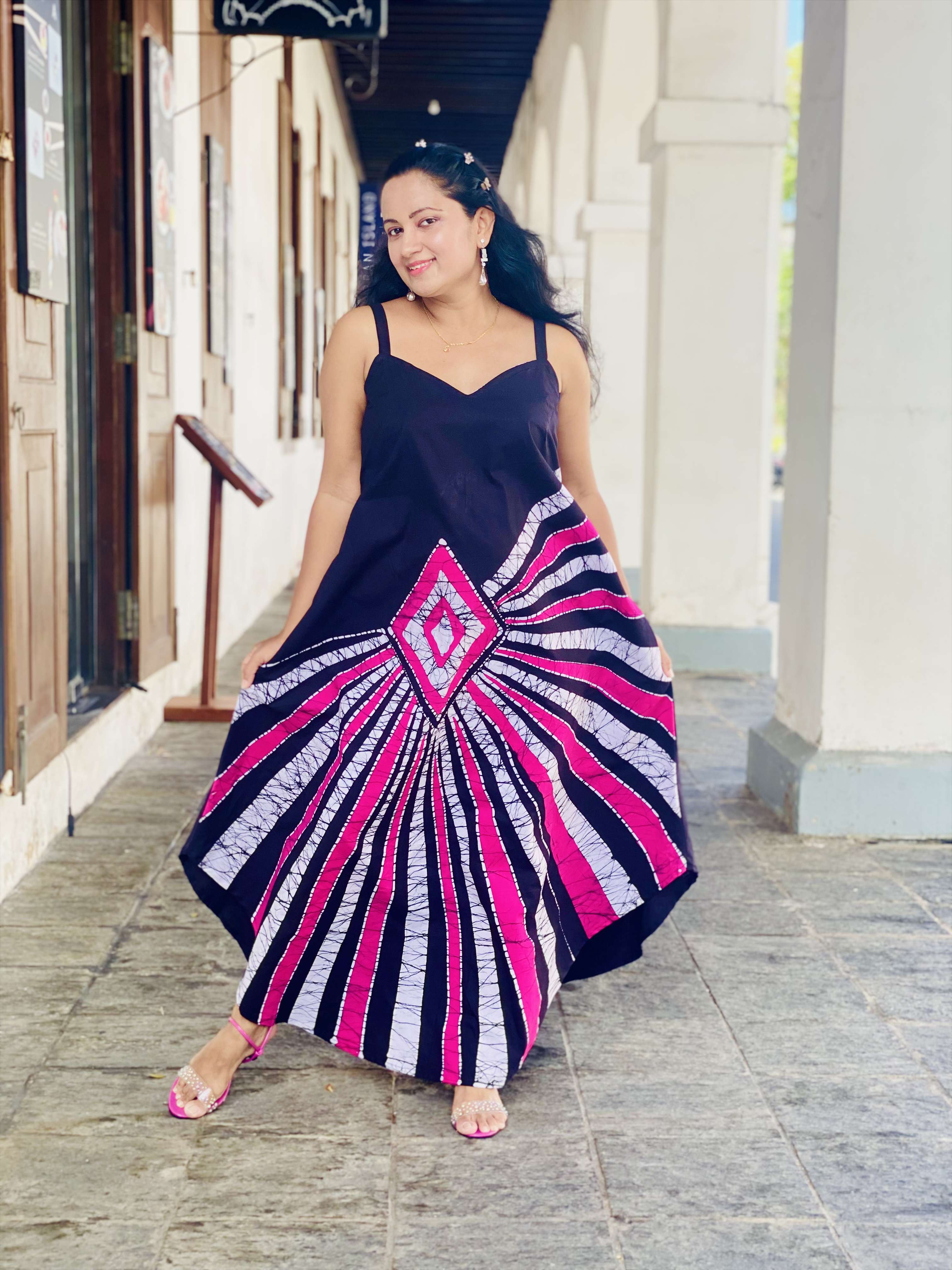 Summer Cotton Batik Sleeveless Long Dress