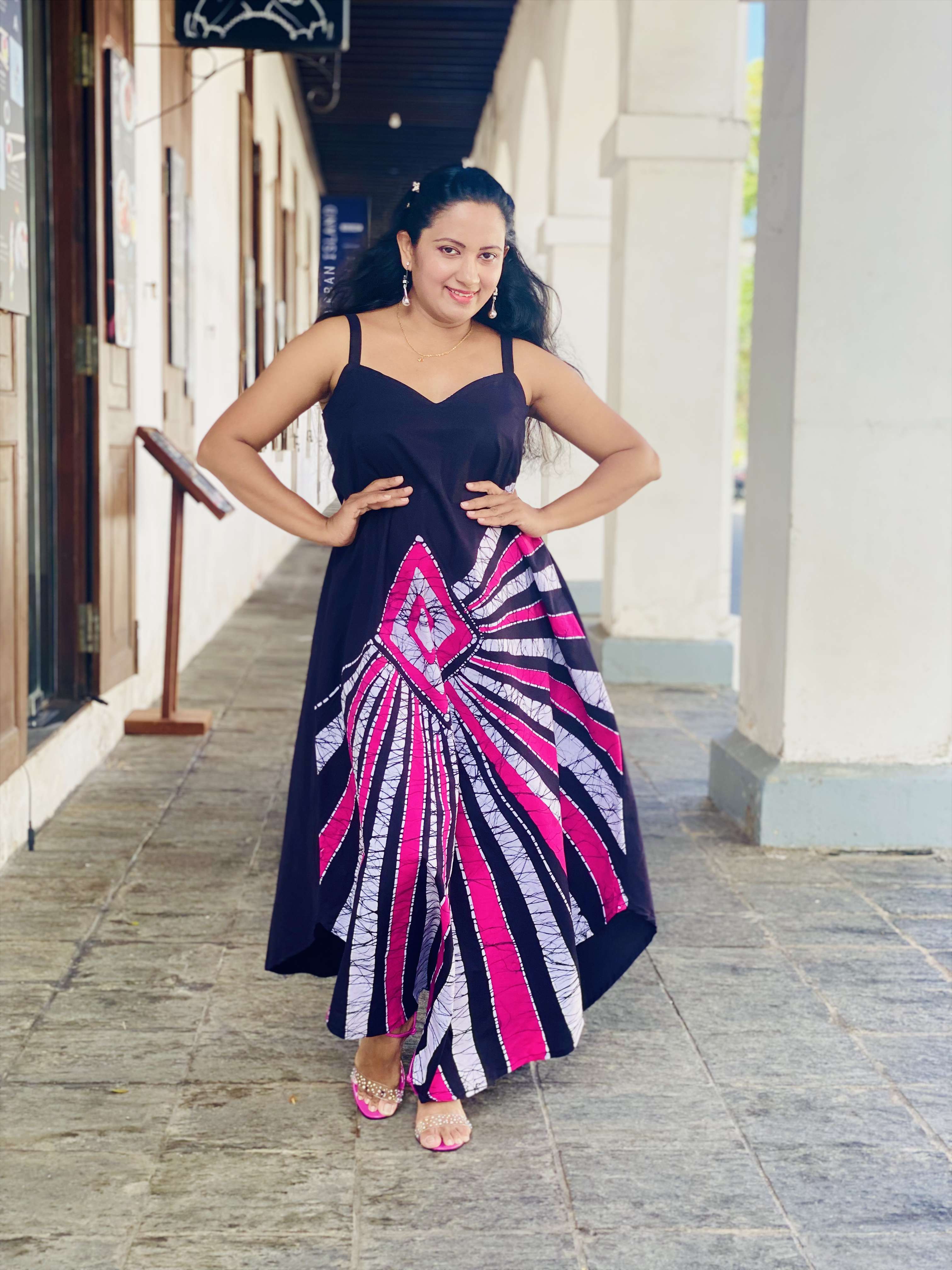 Summer Cotton Batik Sleeveless Long Dress