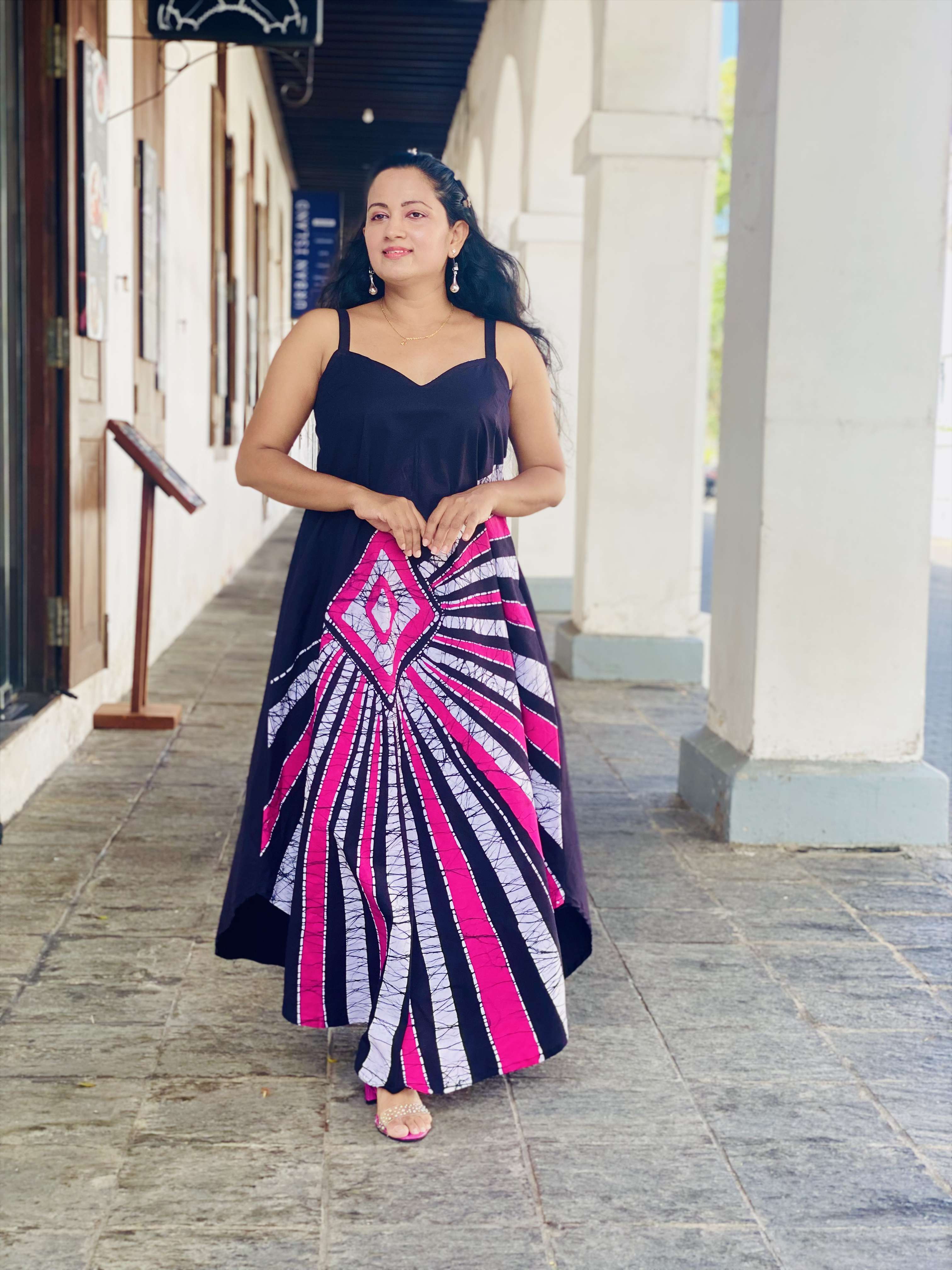 Summer Cotton Batik Sleeveless Long Dress