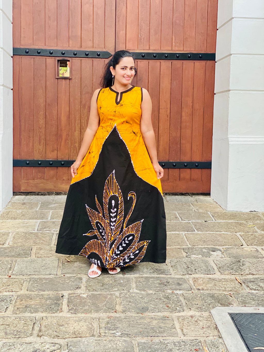 Summer Cotton Batik Sleeveless Long Dress