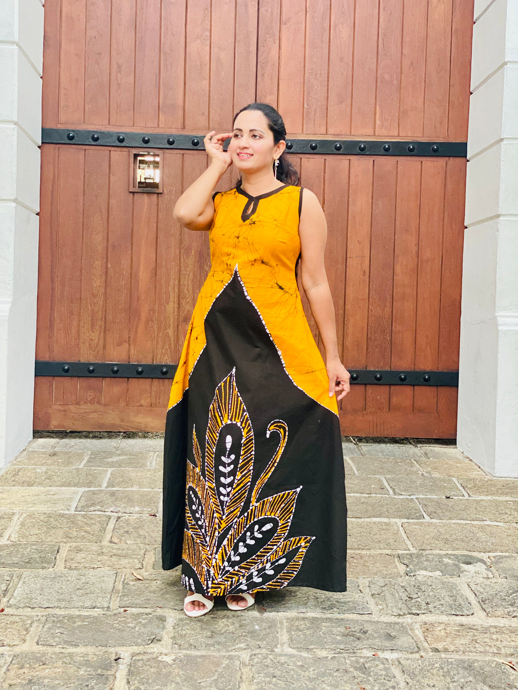 Summer Cotton Batik Sleeveless Long Dress