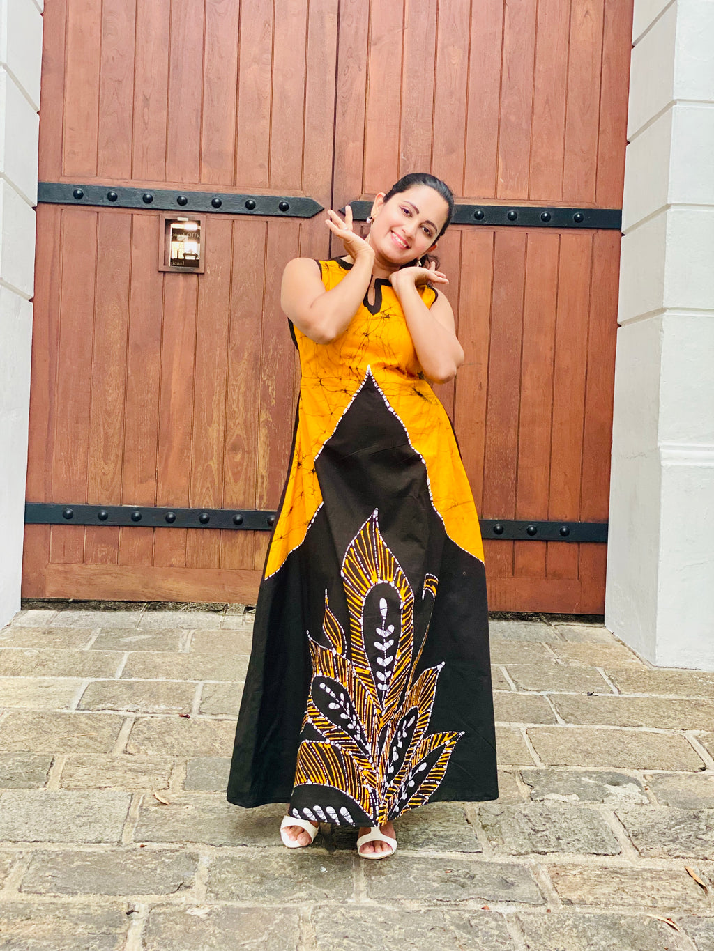 Summer Cotton Batik Sleeveless Long Dress