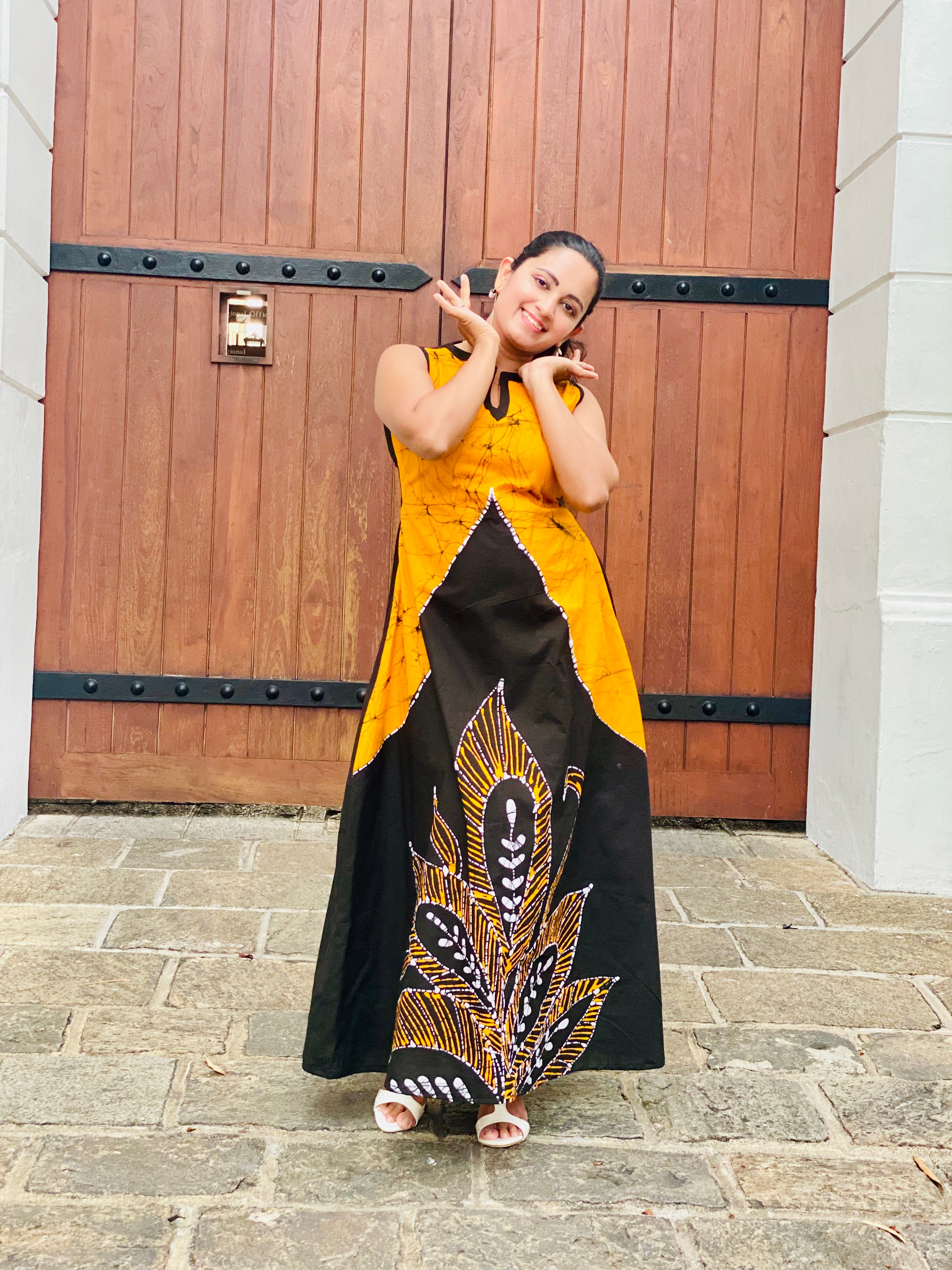 Summer Cotton Batik Sleeveless Long Dress