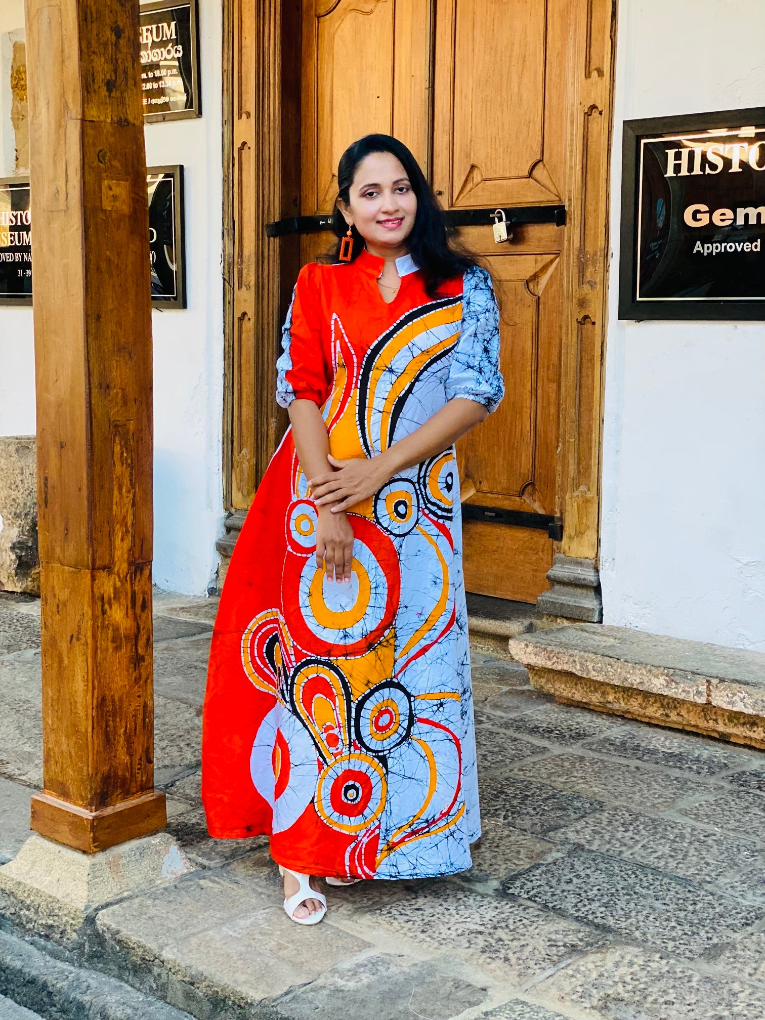 Summer Batik Cotton Short Sleeve Dress