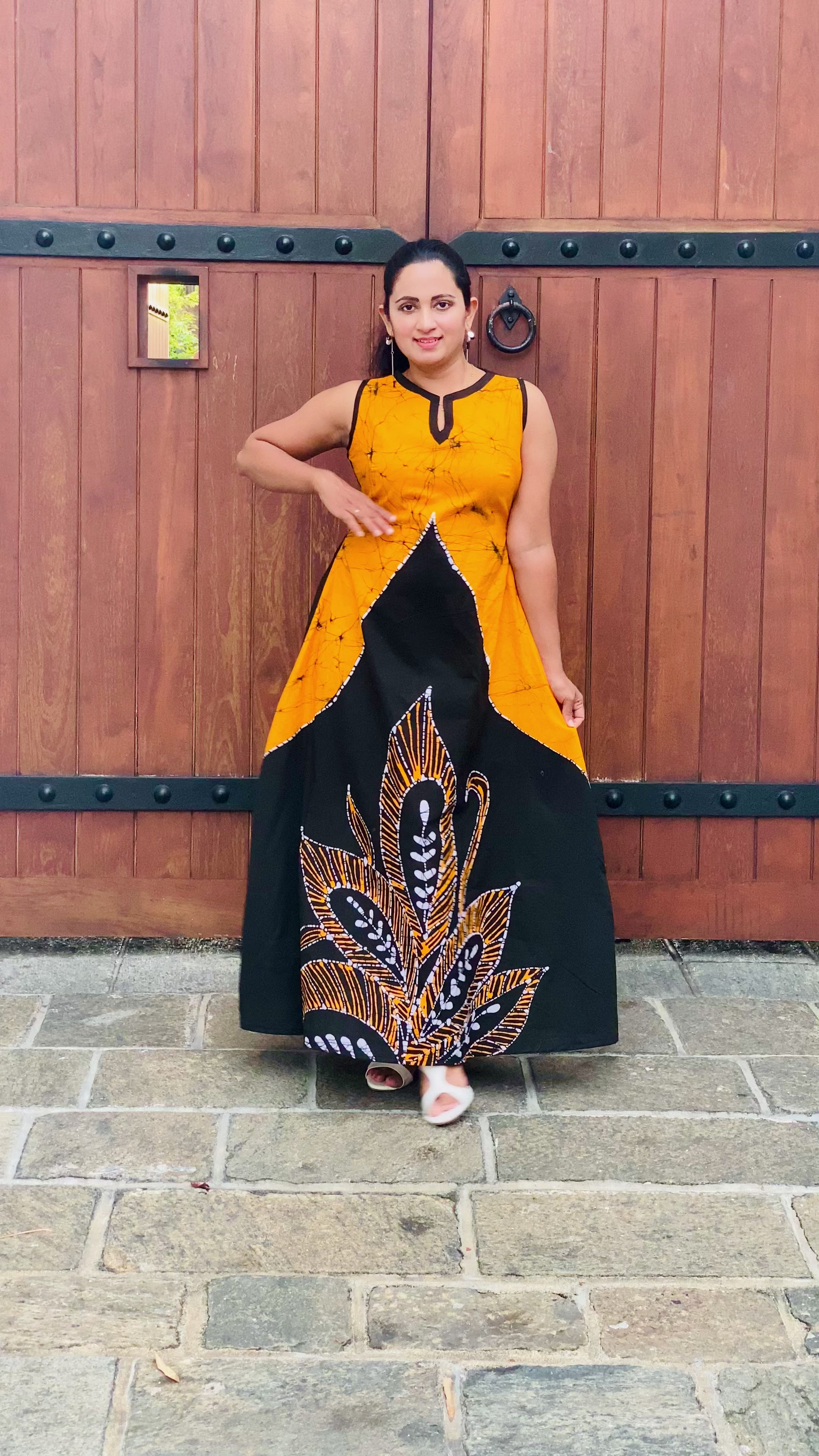 Summer Cotton Batik Sleeveless Long Dress